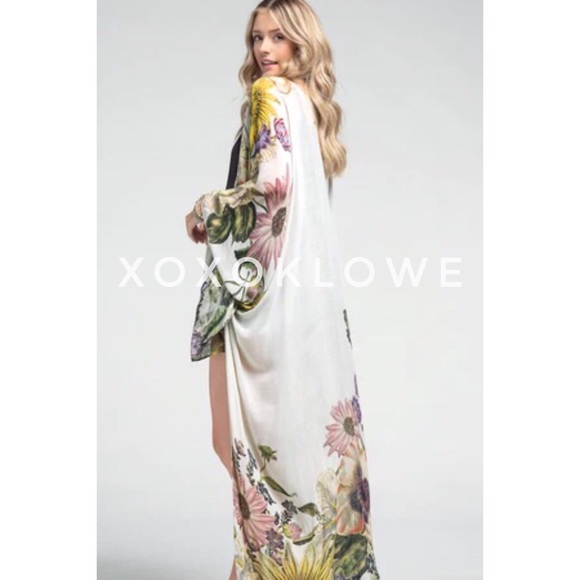 Floral Print Longline Maxi Duster Kimono - Picture 6 of 9